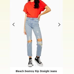 Top shop ripped straight jeans (high waisted)
